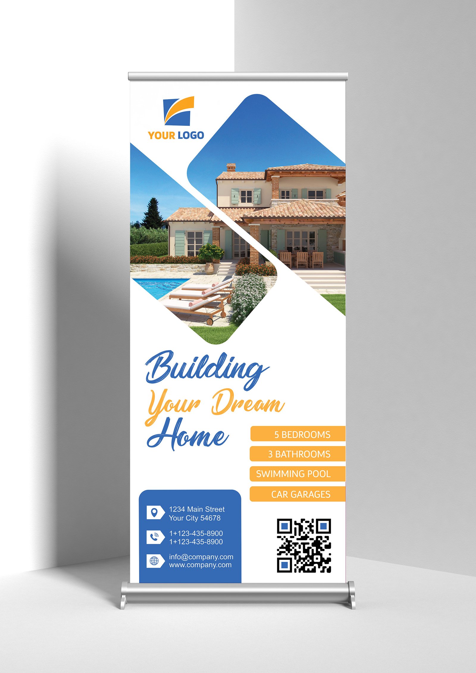 Real Estate Roll Up Banner AI Template Blue